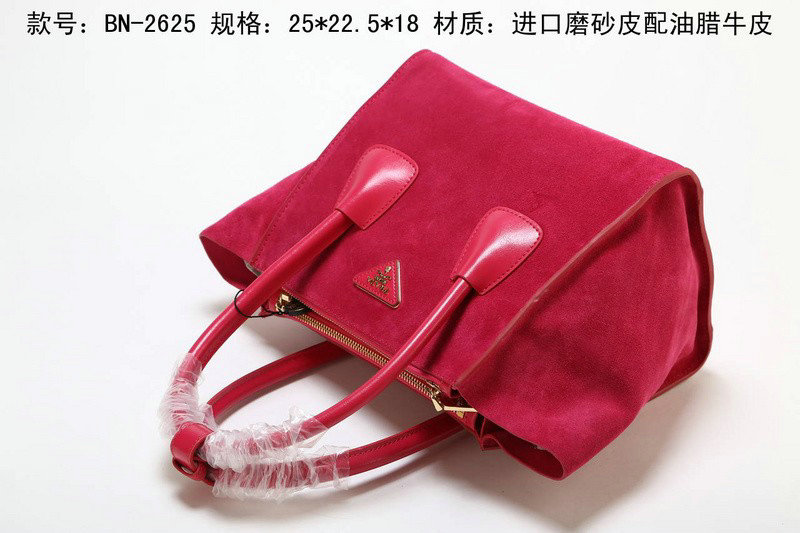 2014 Prada Suede Leather Tote Bag BN2625 rosered